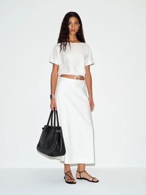 NEW Reformation Jordan Two Piece Short Sleeve Skirt Set Cotton White | US 4 UK 8